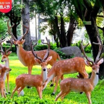 LED梅花鹿造型燈 擺件大型動物麋鹿戶外裝飾發光圣誕鹿景觀造型燈